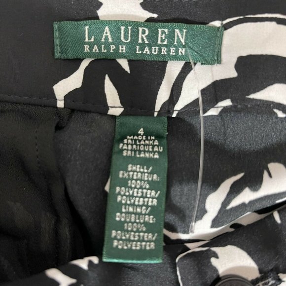 Lauren Ralph Pants Women’s PALAZZO Wide Leg Floral size 4 Black Pockets  New - Picture 6 of 6